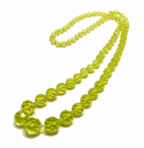 vintage vaseline glass bead necklace