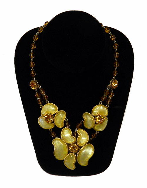 1950's pink and blue rhinestone necklace