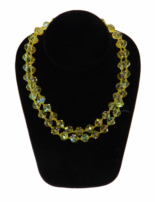 1950's yellow aurora borealis crystal necklace