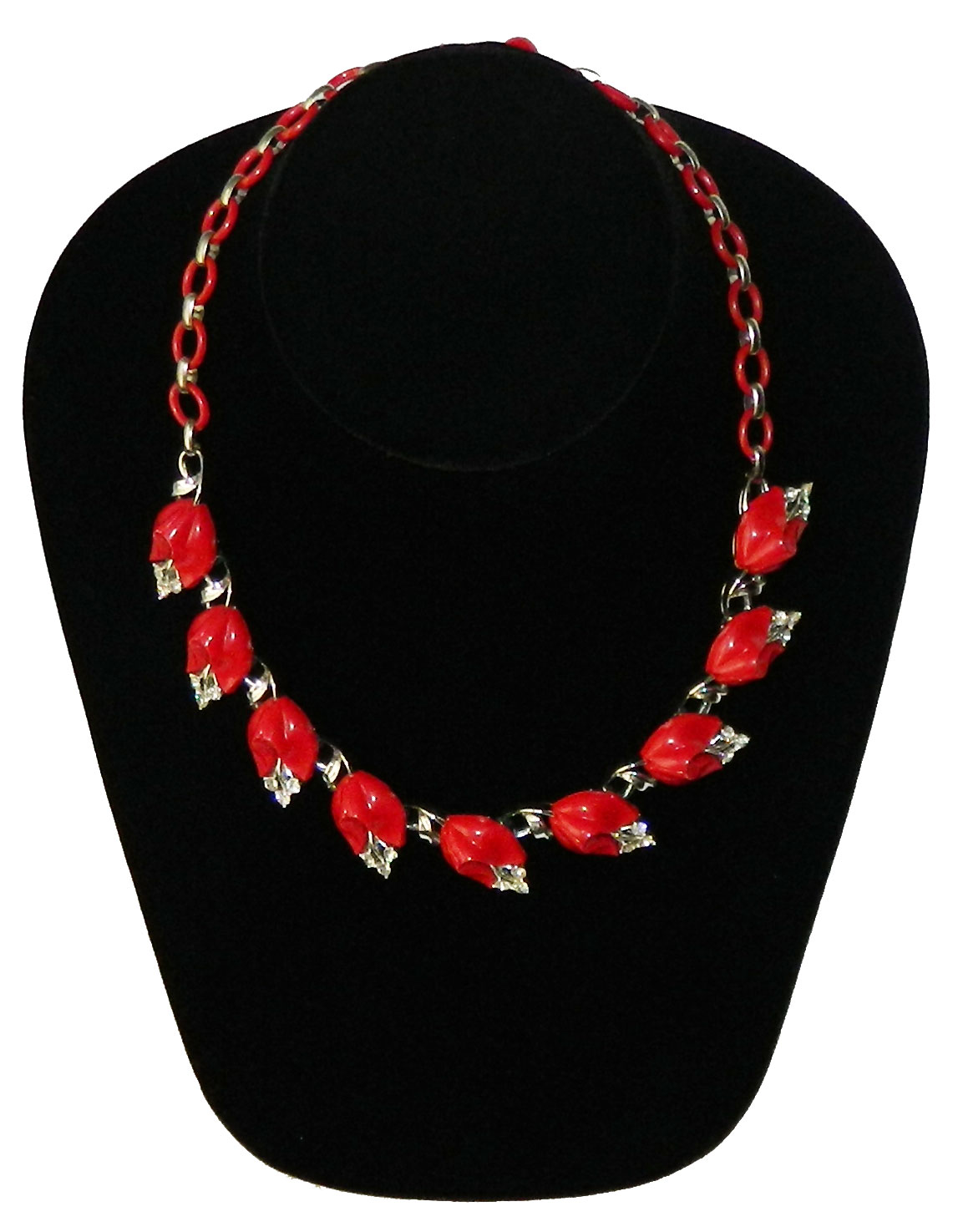 red rhinetone necklace
