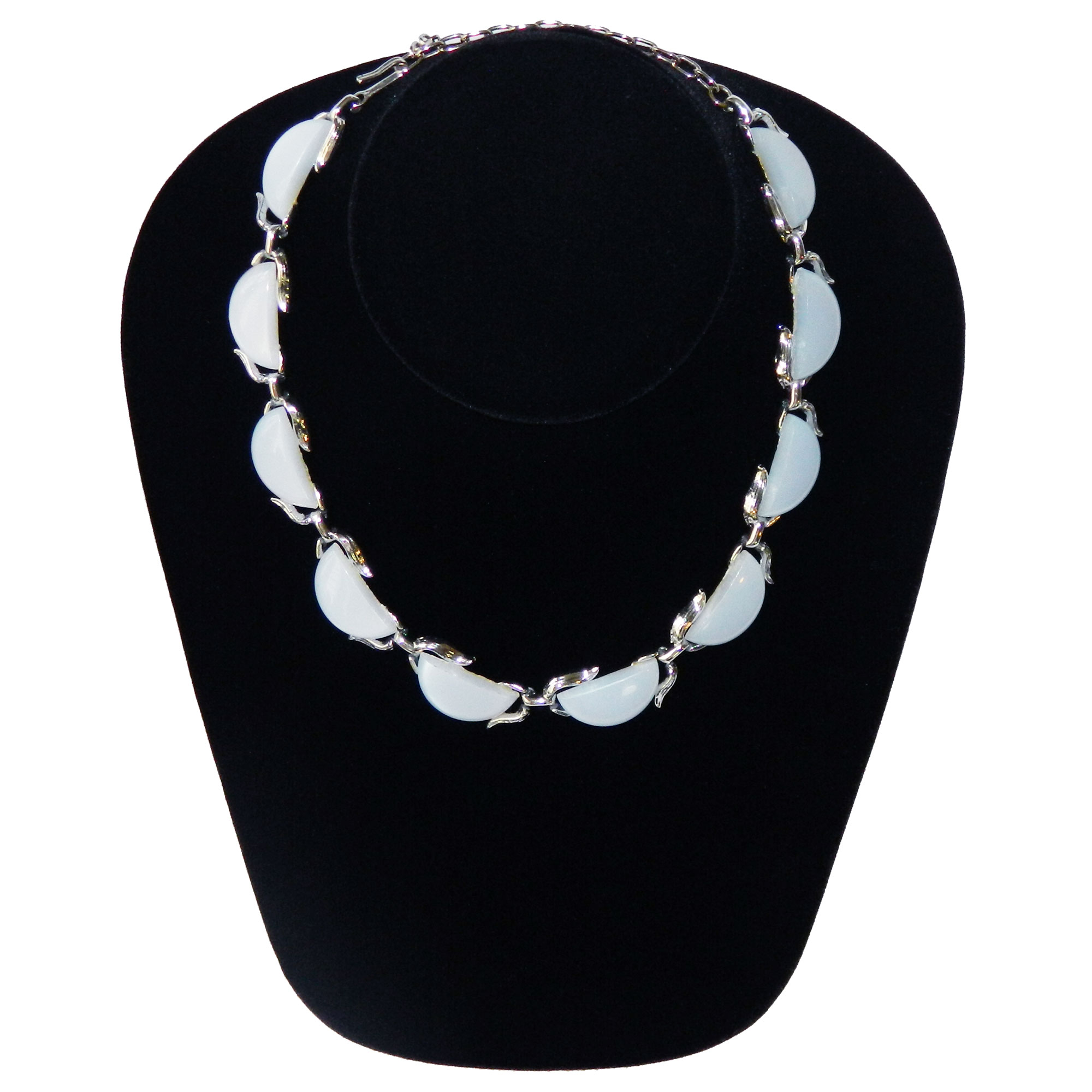 1950s light blue moon glow lucite necklace
