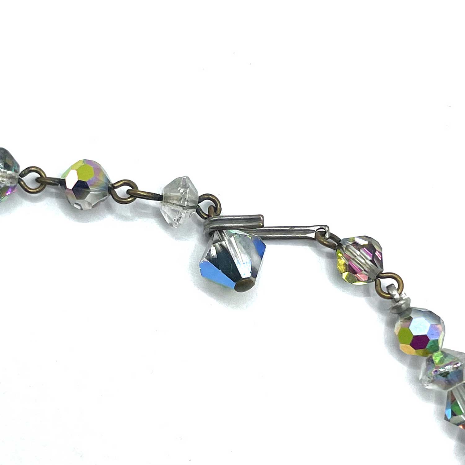 1950s Aurora Borealis cut crystal beaded necklace