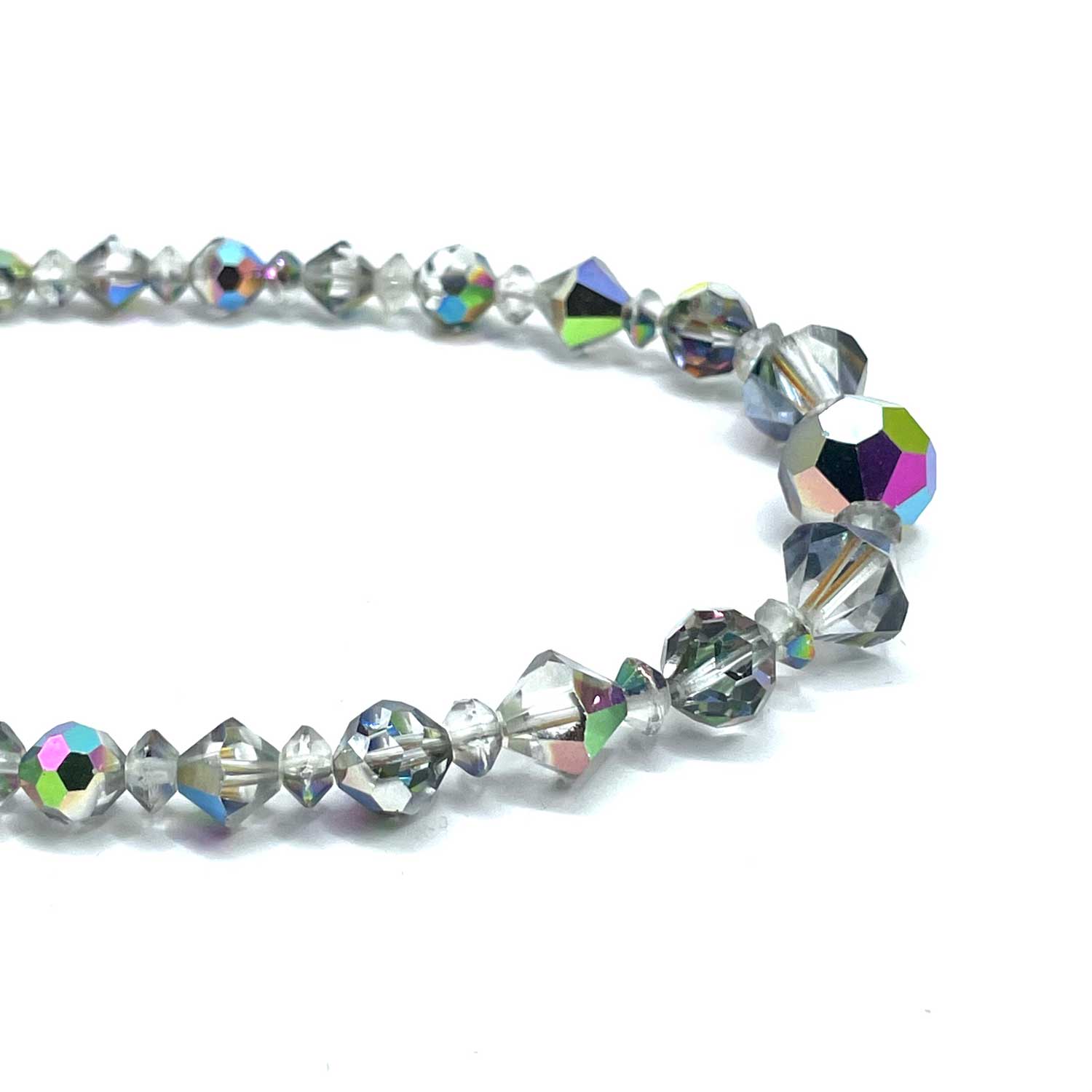 1950s Aurora Borealis cut crystal beaded necklace