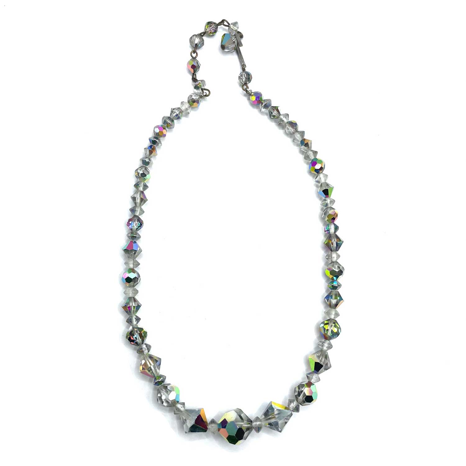 1950s Aurora Borealis cut crystal beaded necklace