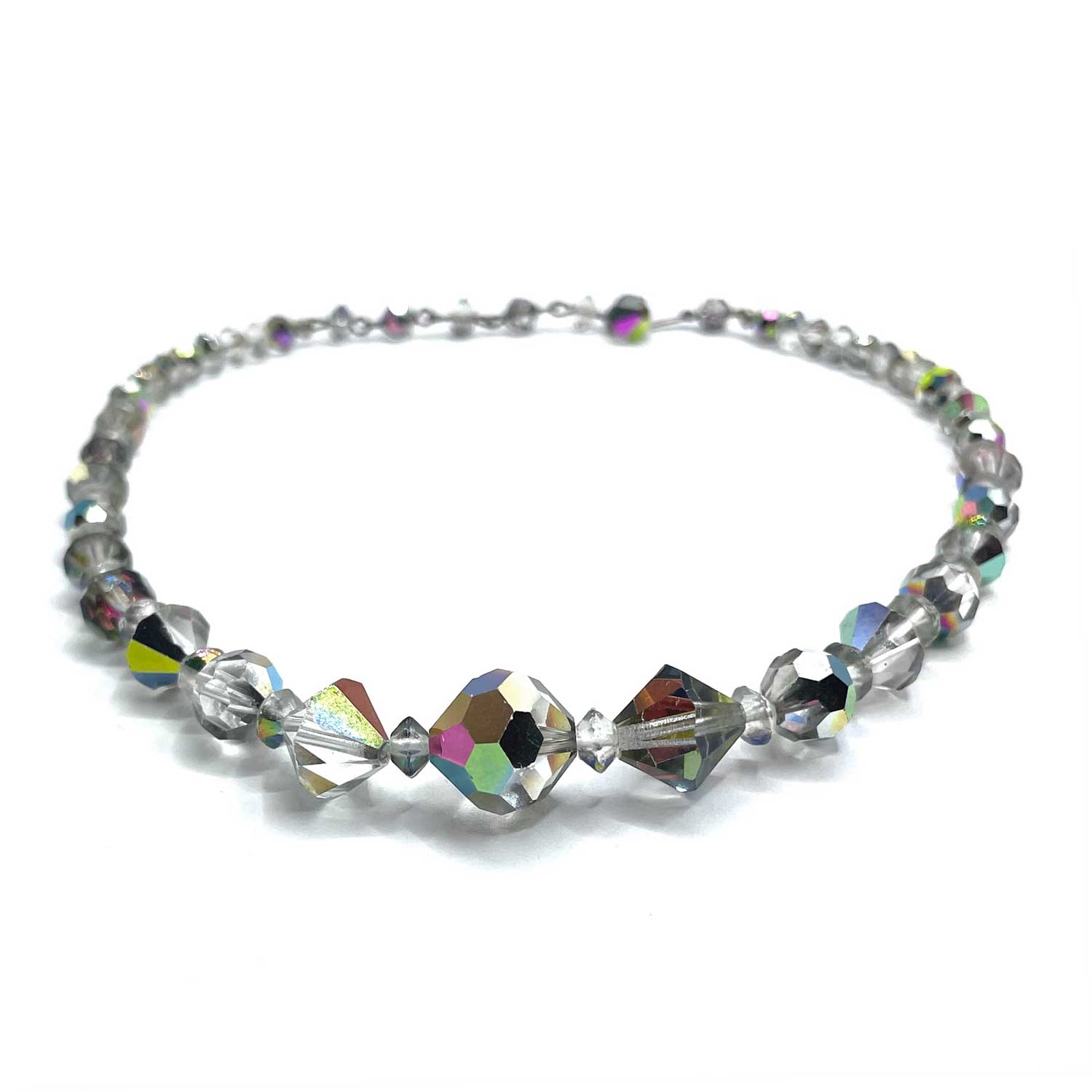 1950s Aurora Borealis cut crystal beaded necklace