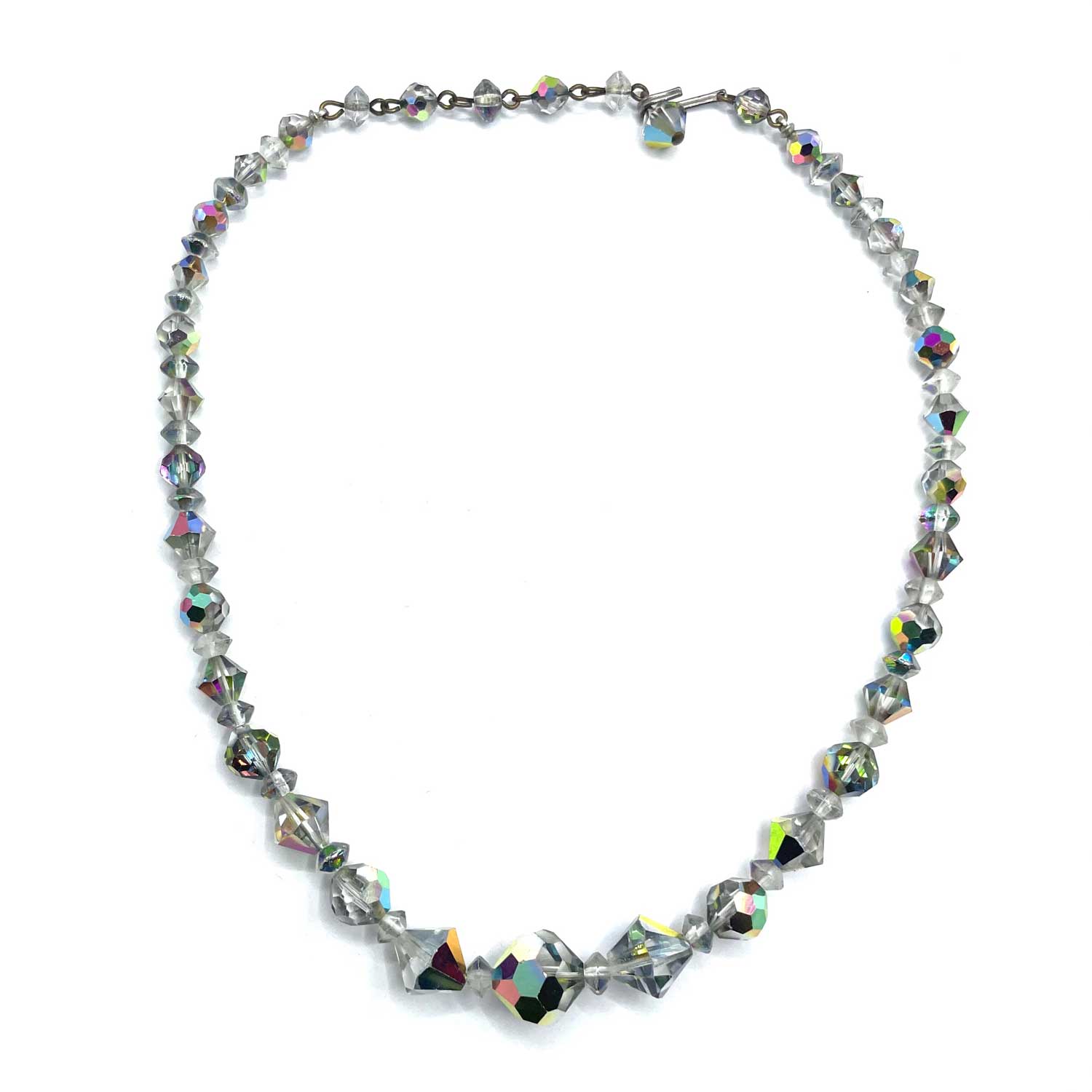 1950s Aurora Borealis cut crystal beaded necklace