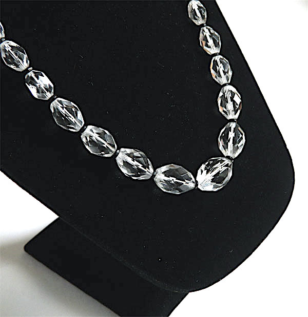 Clear cut glass bead necklace