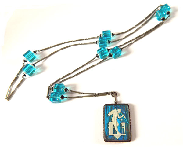 1920's art deco sterling butterfly wing necklace