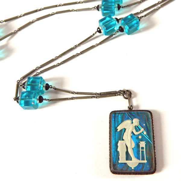 1920's art deco sterling butterfly wing necklace