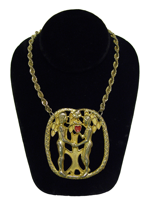 1970's Adam and Eve pendant necklace