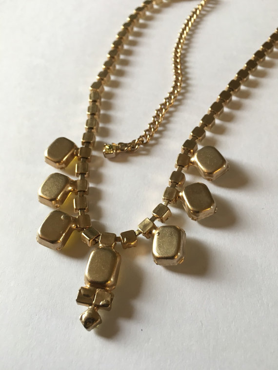 yellow rhinestone necklace