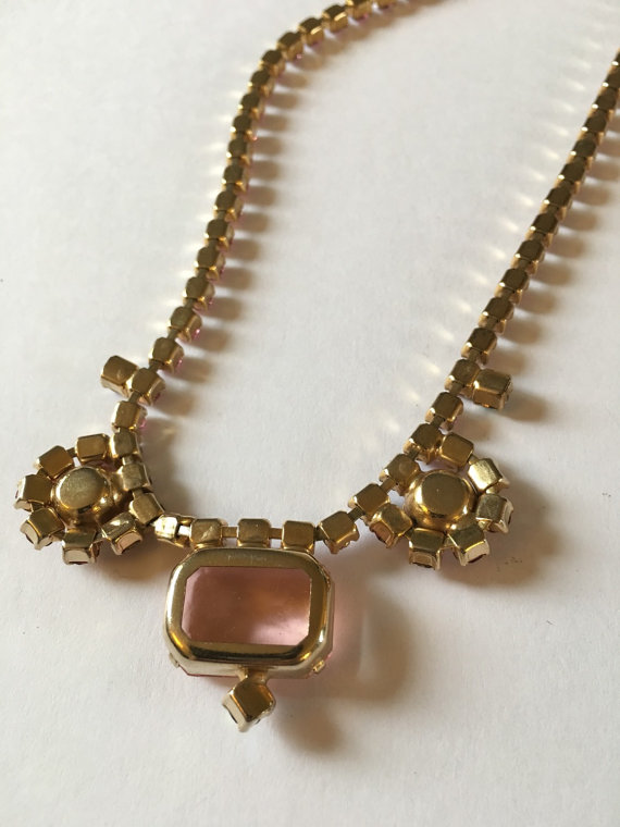 Pink rhinestone necklace