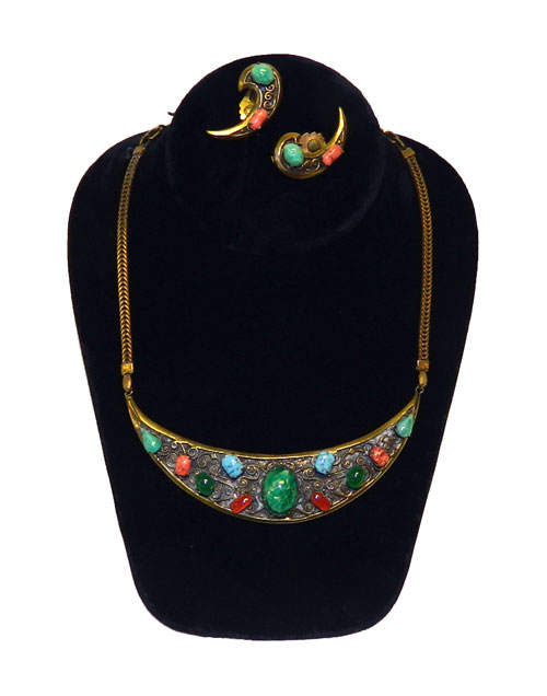1950's rhinestone necklace and earring set