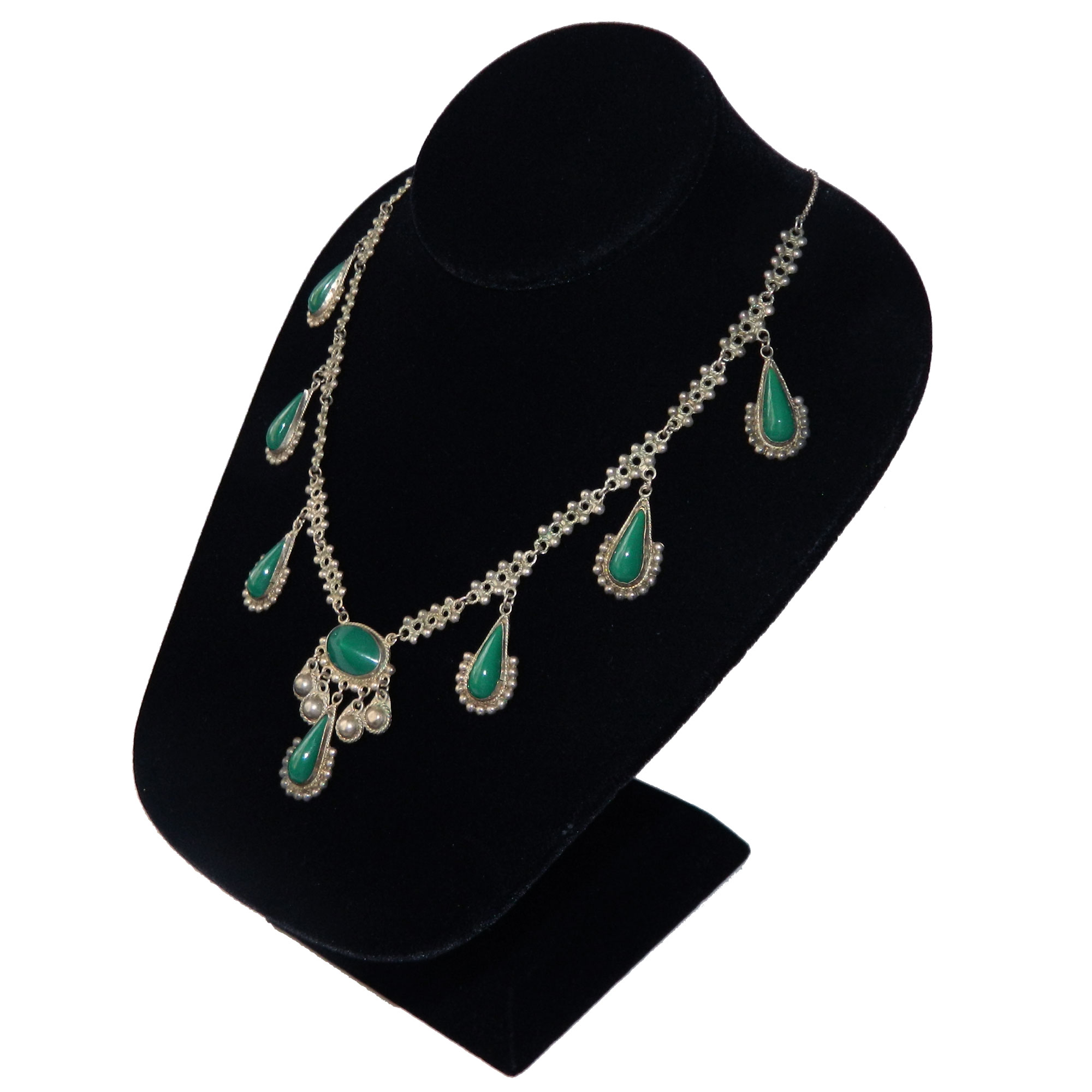 Chrysoprase sterling silver necklace set