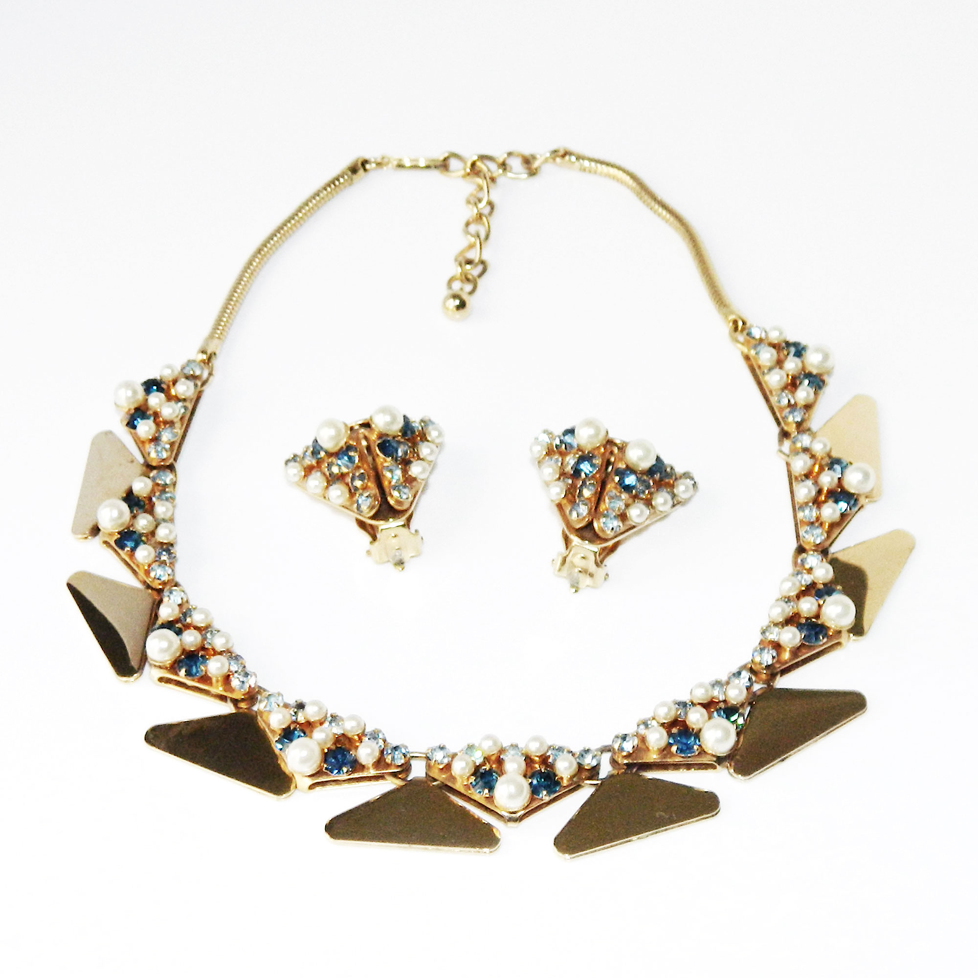 Leru rhinestone necklace set