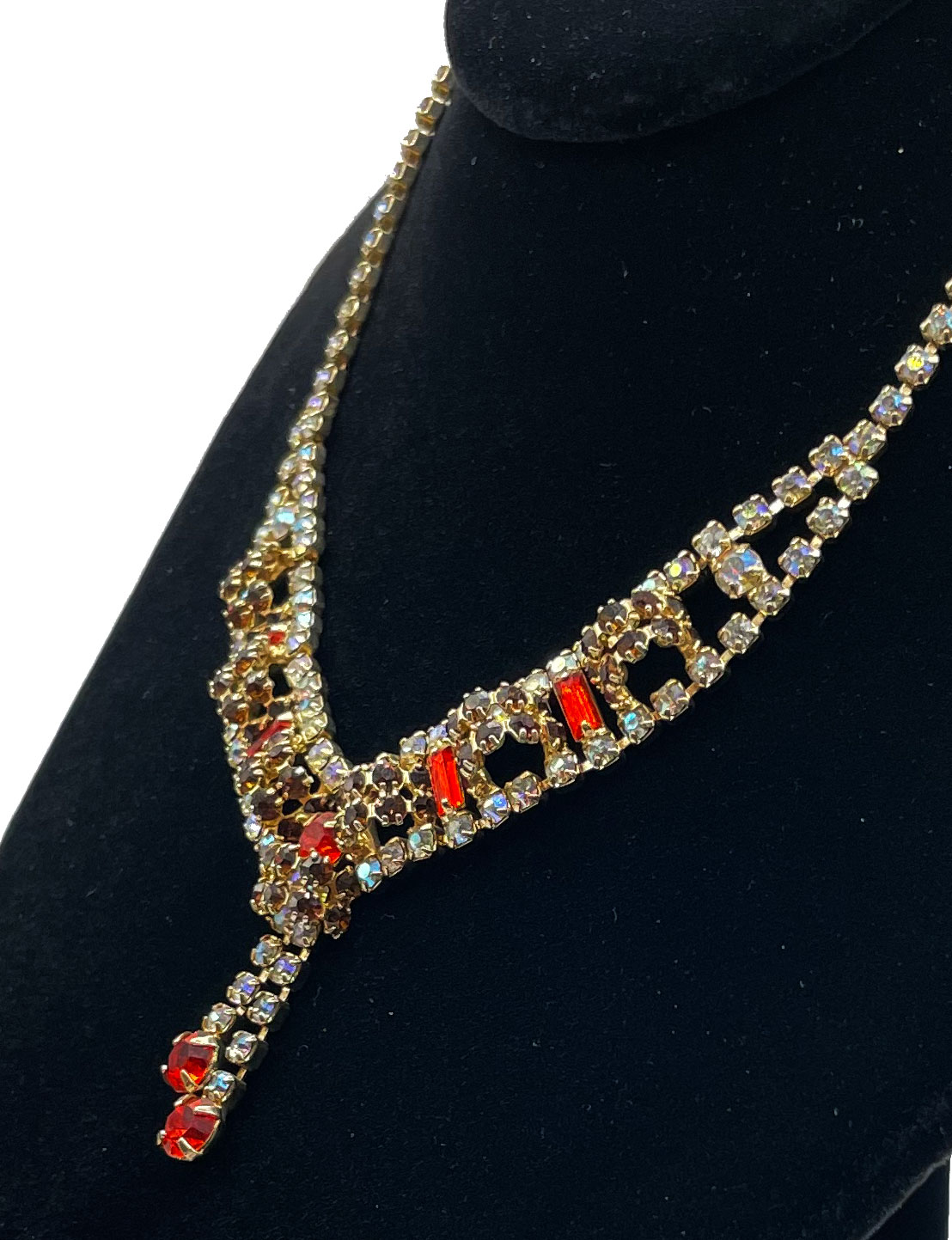 Rhinestone necklace and earring set