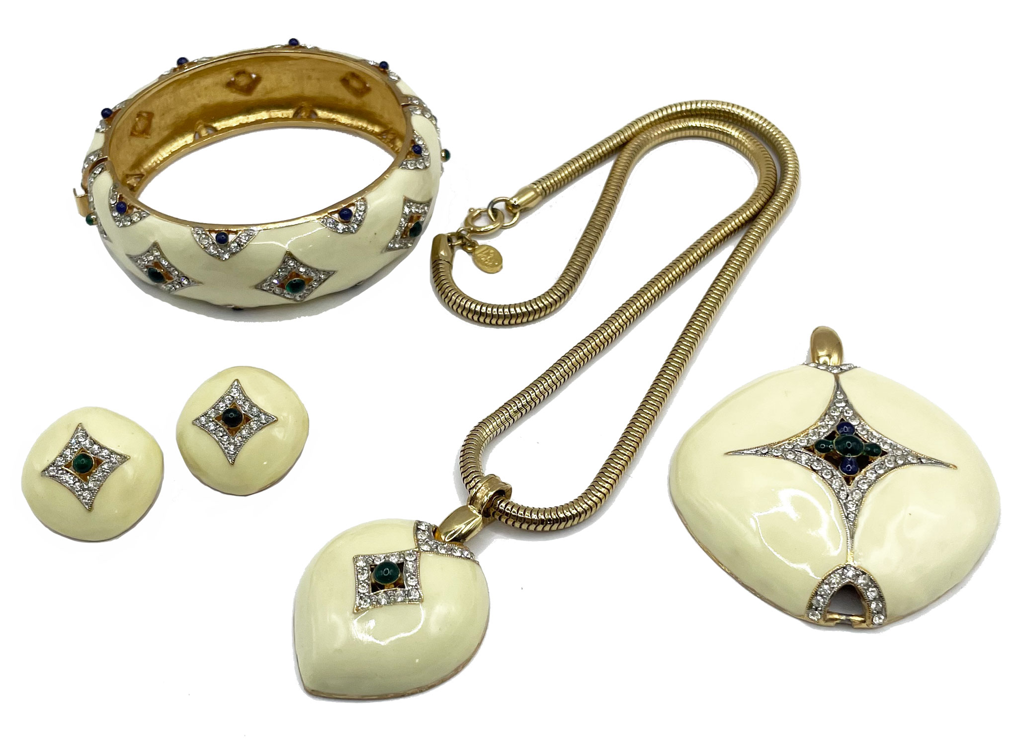 Enameled Hobe necklace parure set