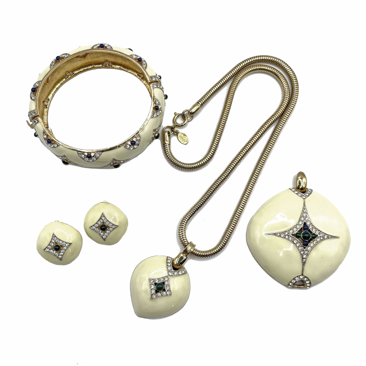 Enameled Hobe rhinestone parure