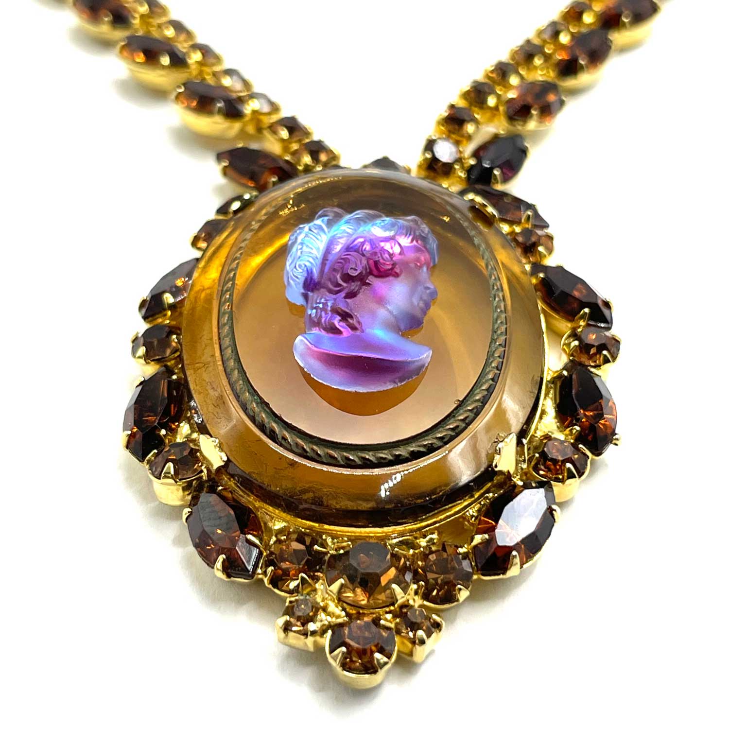 Juliana cameo rhinestone necklace and earring set