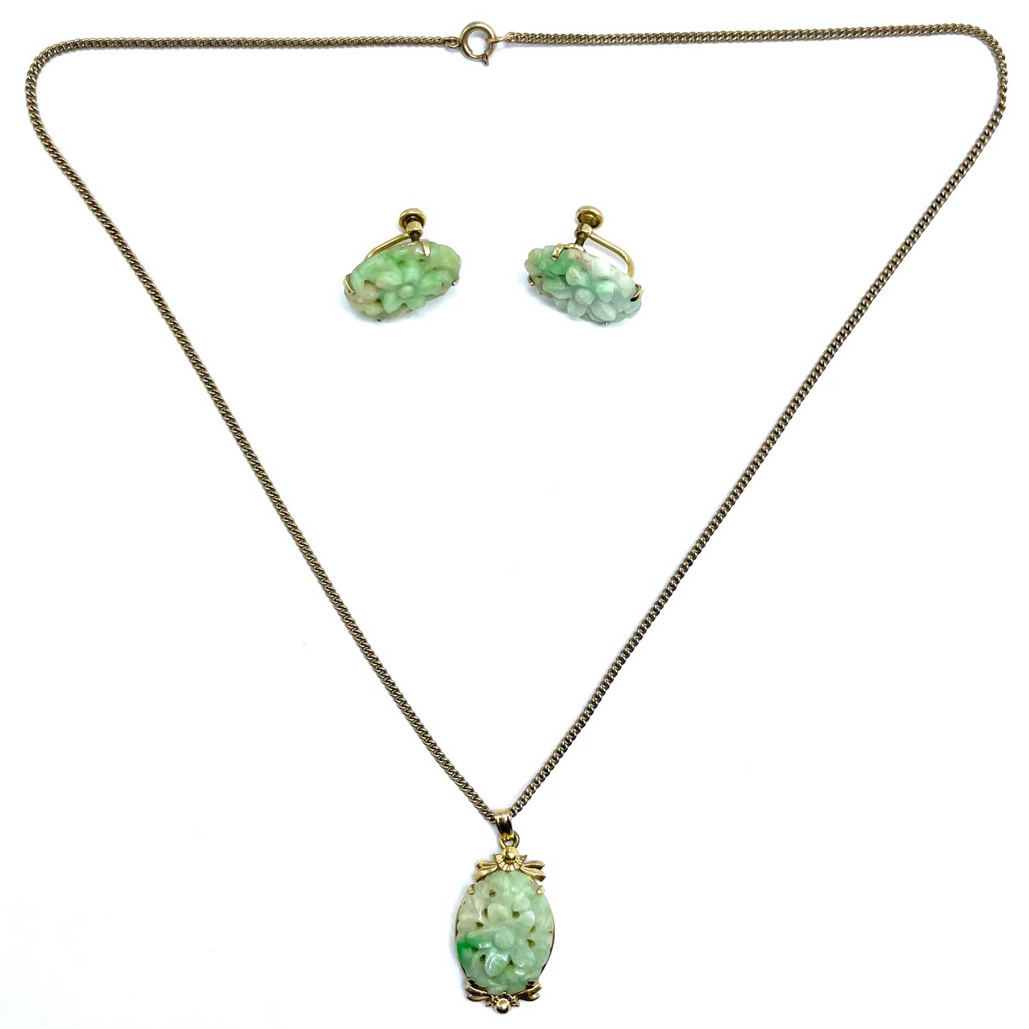 Van Dell jadeite pendant necklace set