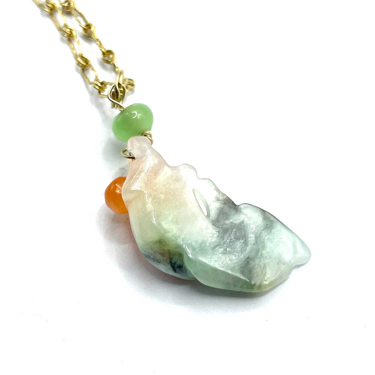 Agate goldfish necklace set