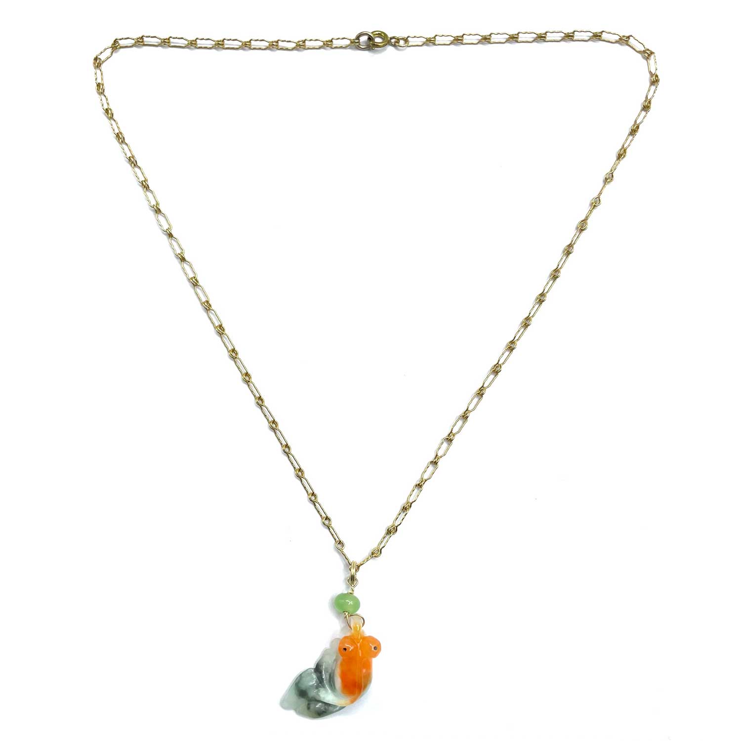 Agate goldfish necklace set