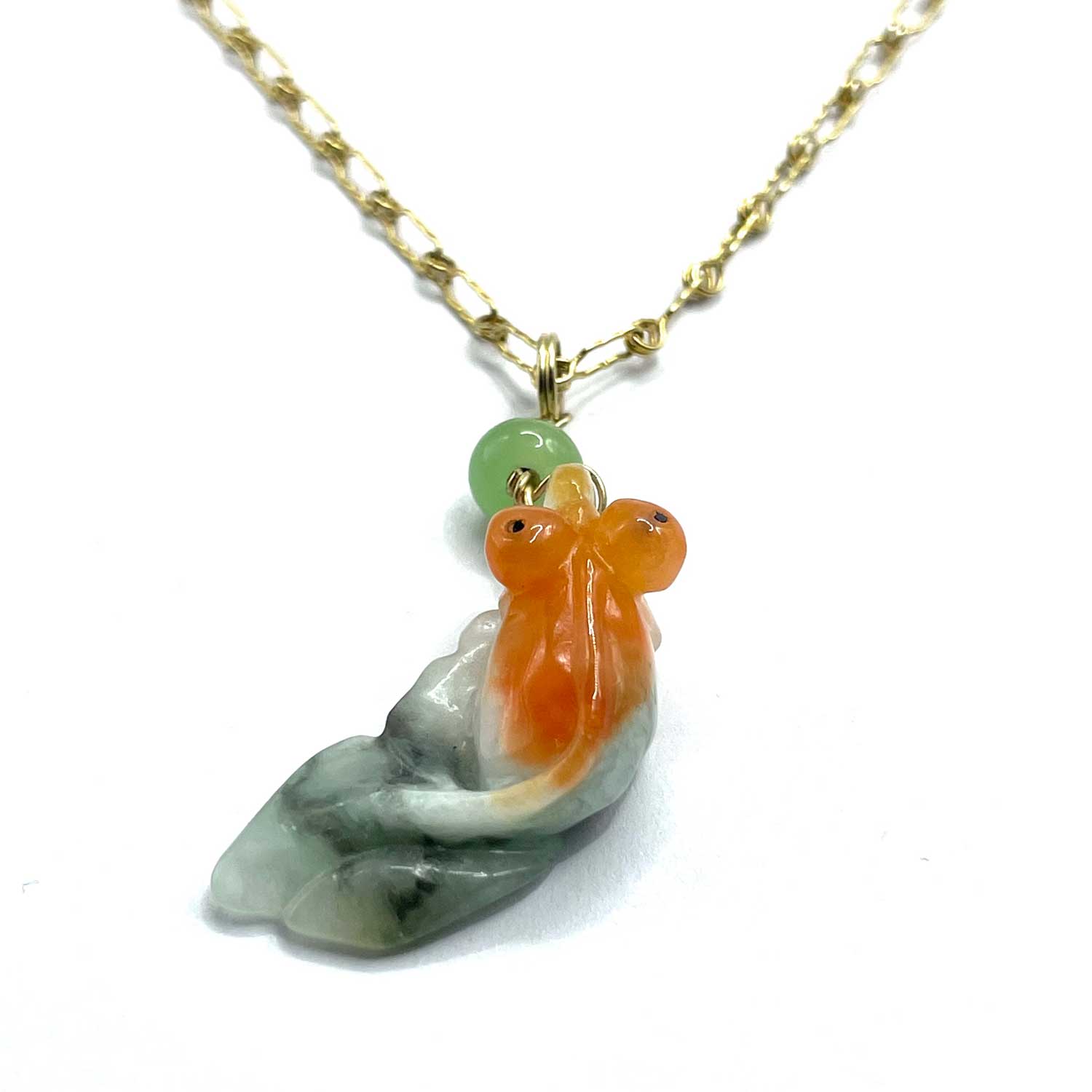 Agate goldfish necklace set