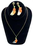 Carved agate goldfish necklace set