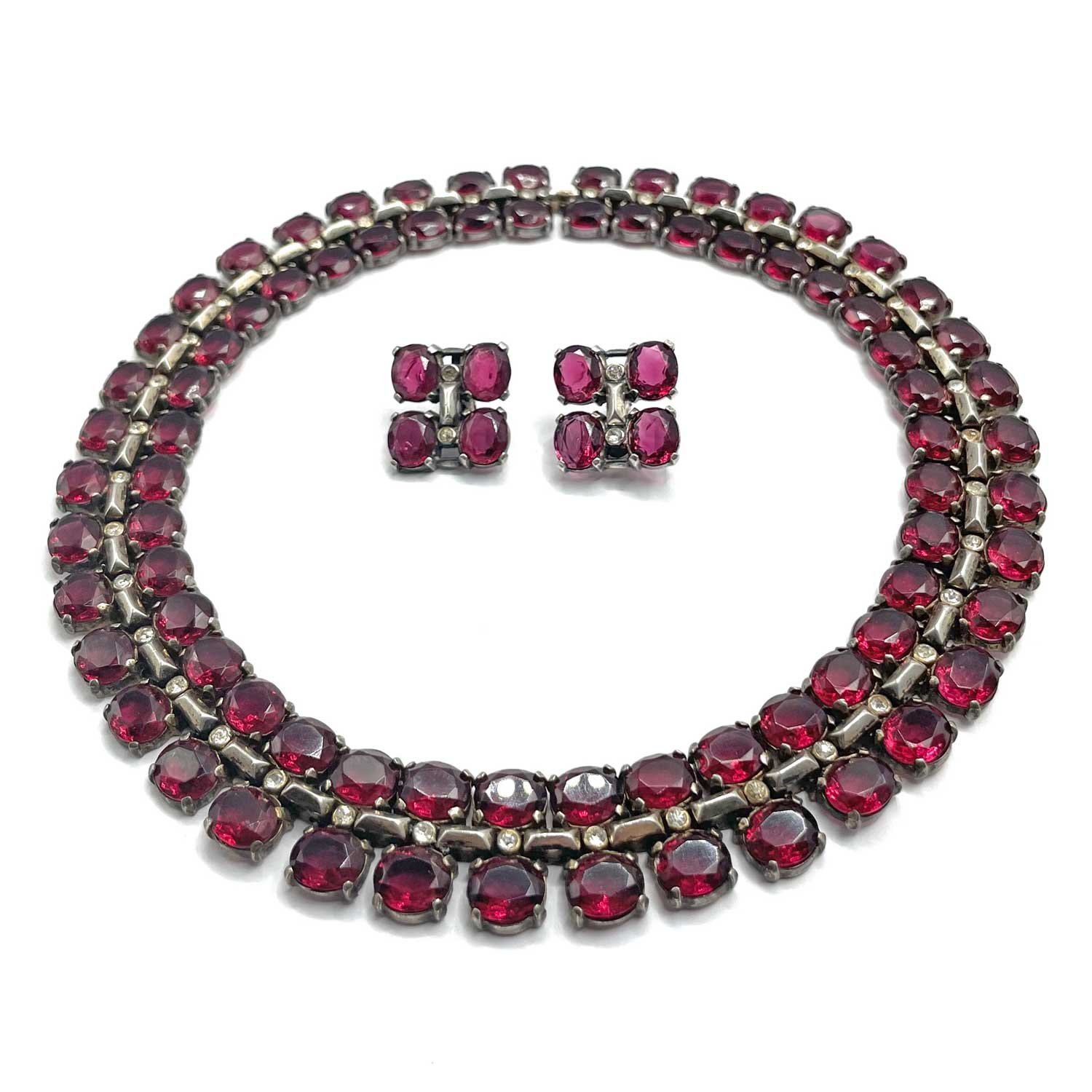 1940s Trifari sterling necklace set