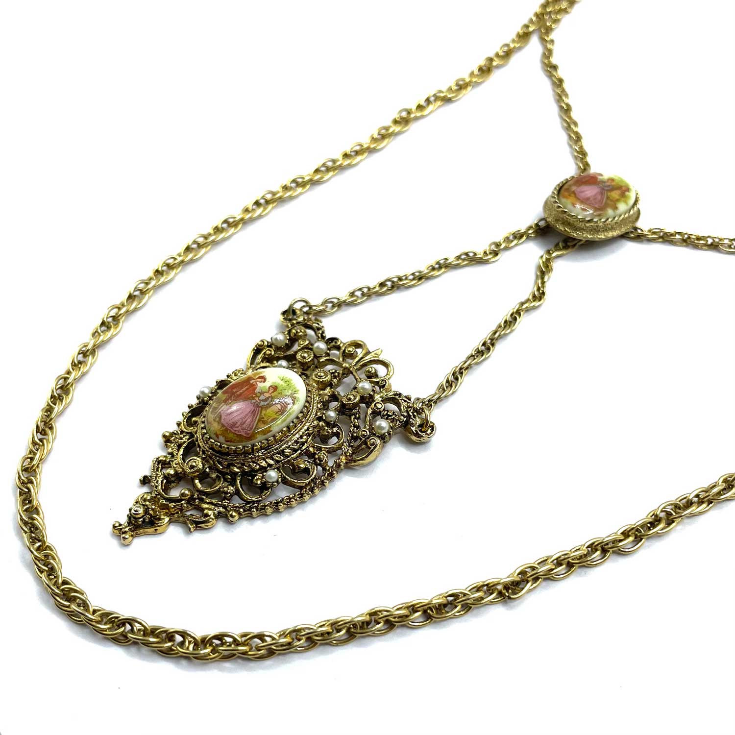 Ceramic 1970s pendant necklace and earring set