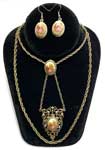 Ceramic 1970s pendant necklace and earring set