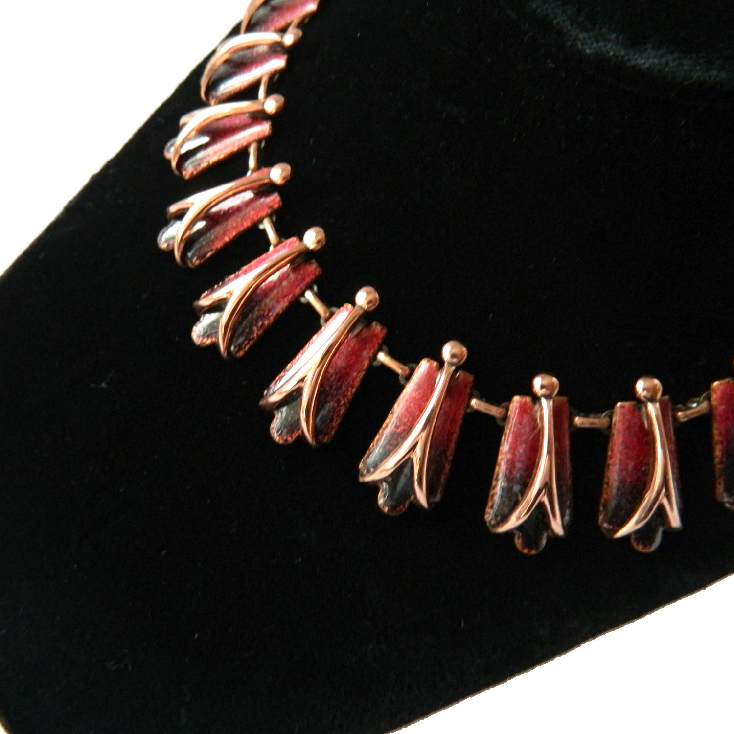 1950's enameled copper necklace set