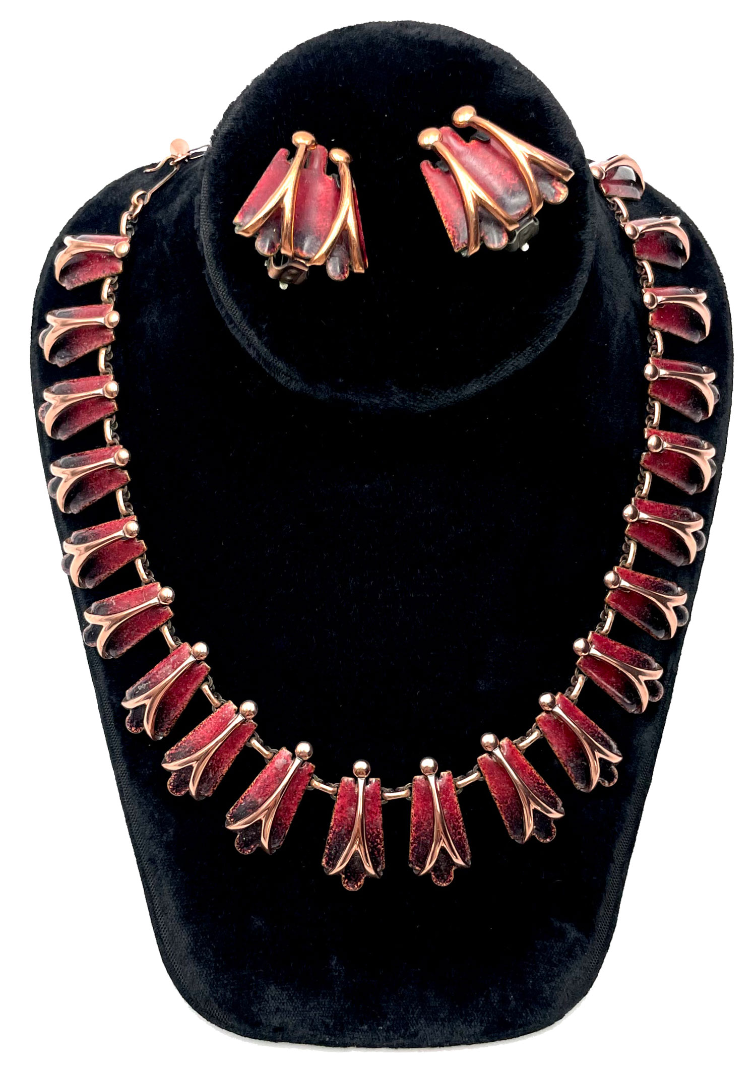 1950s Matisse enameled copper necklace set