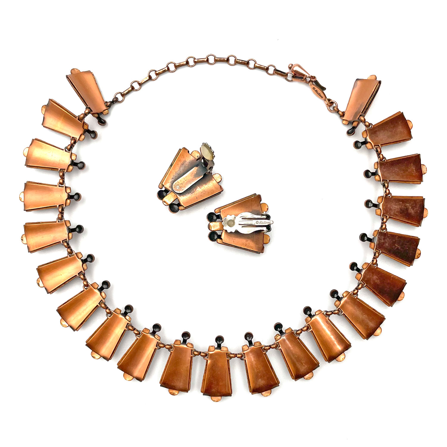 1950s enameled copper necklace set