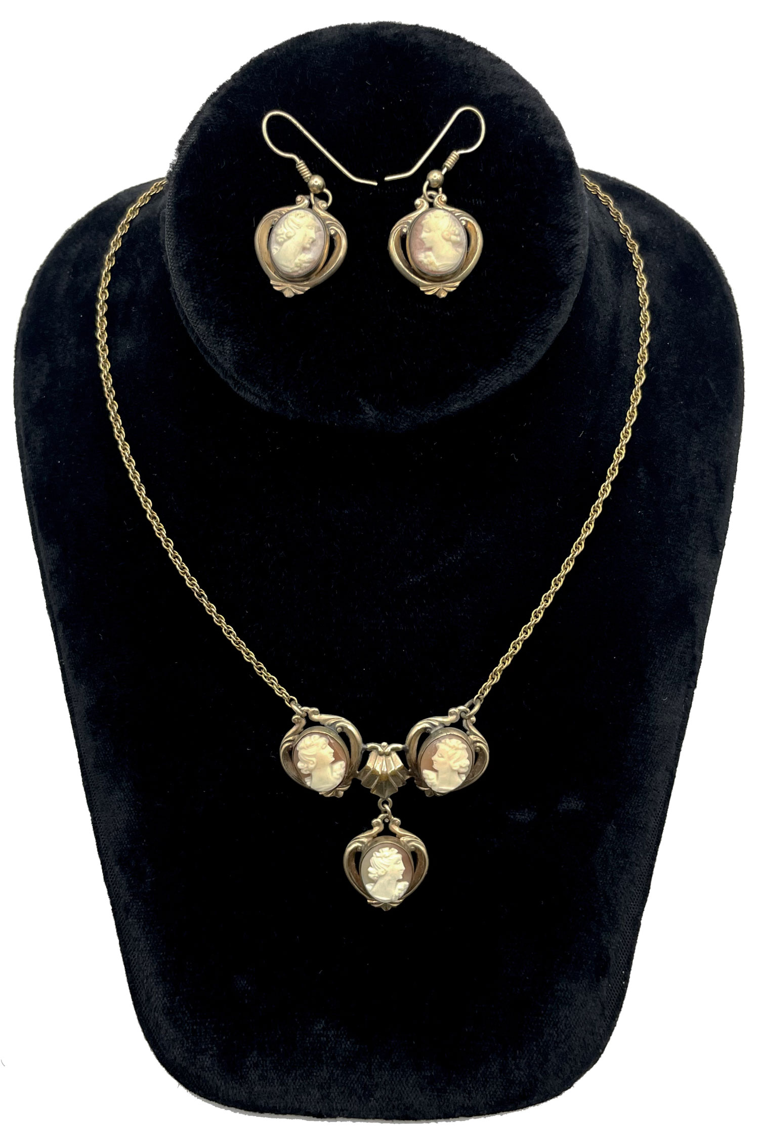 Cameo necklace and earring set