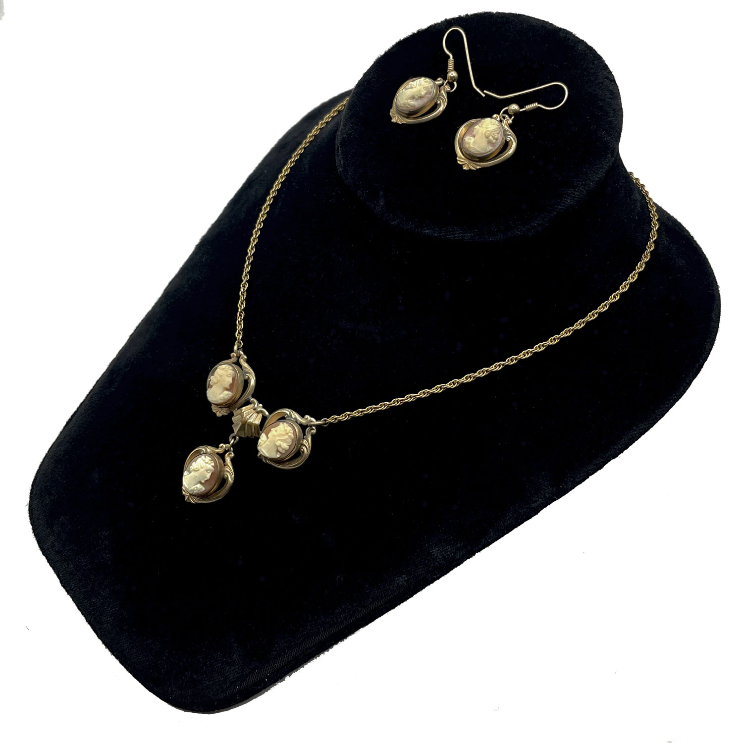 Cameo necklace and earring set
