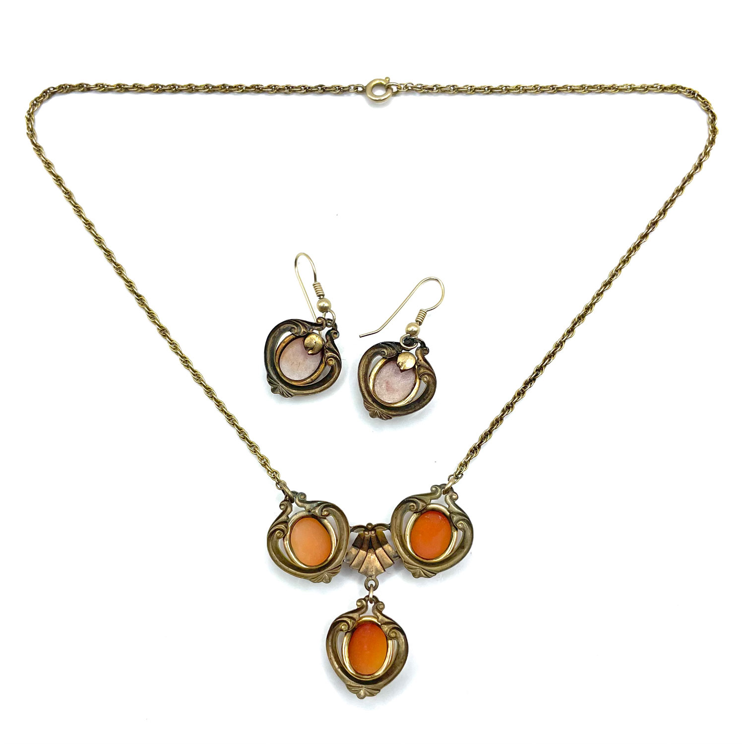 Cameo necklace and earring set