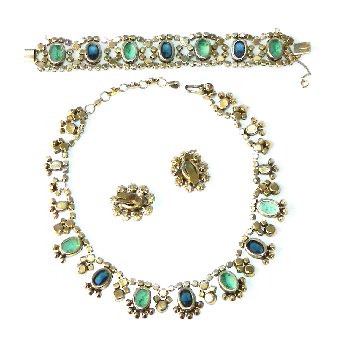 Schreiner rhinestone necklace and earring set