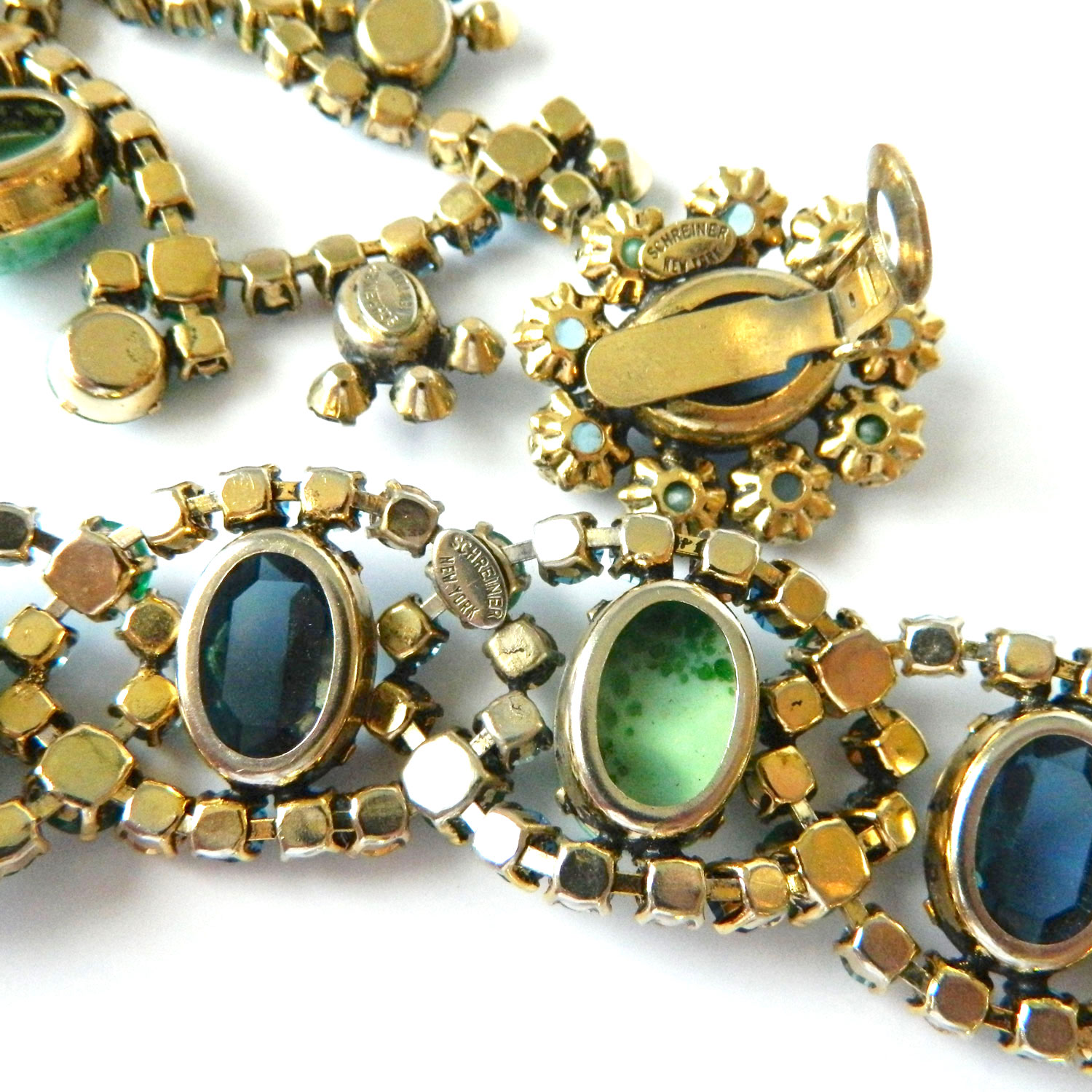 Schreiner rhinestone necklace and earring set