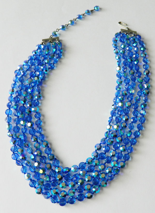 Blue aurora borealis crystal necklace