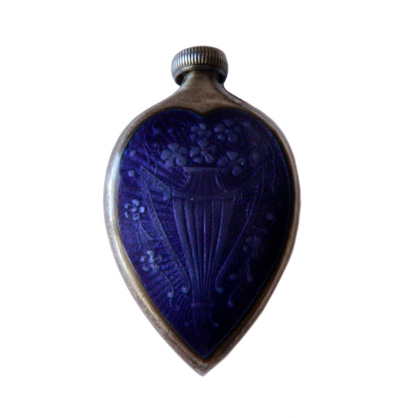 1920's enameled sterling silver perfume bottle