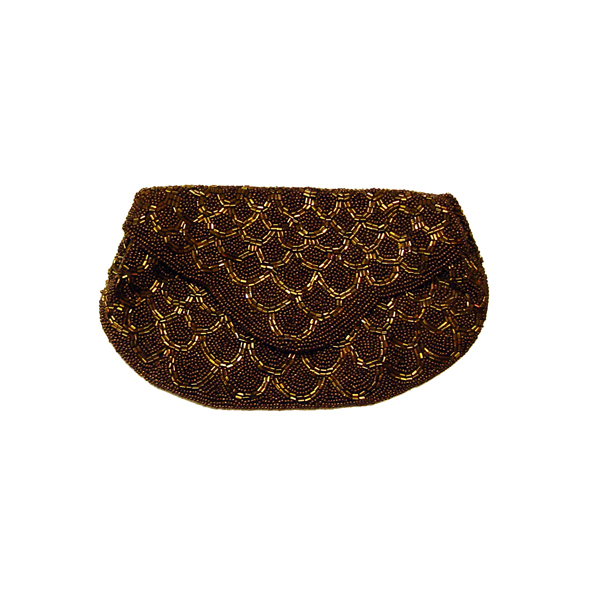 vintage 1950's copper bead clutch purse