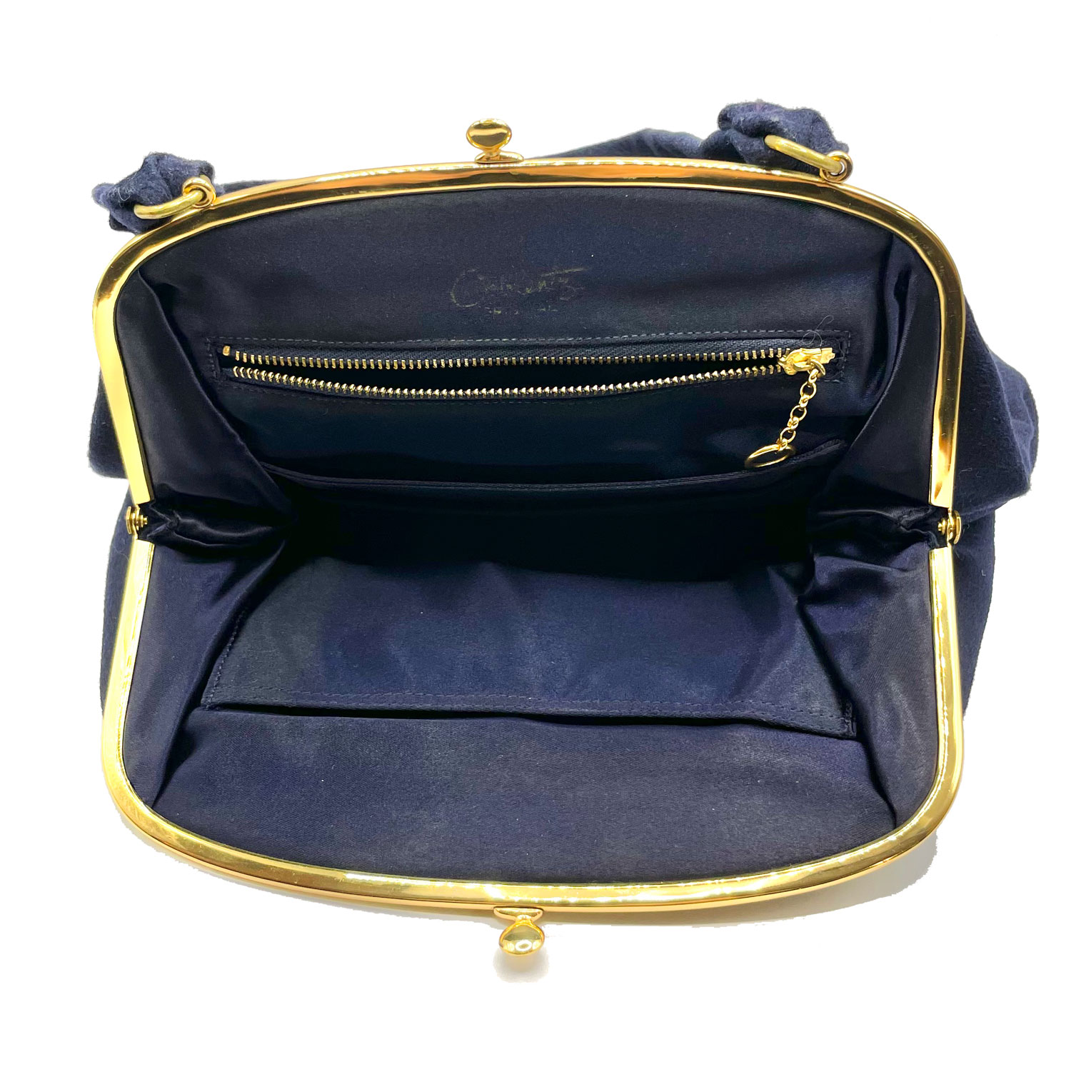 1950s navy blue wool mohair purse