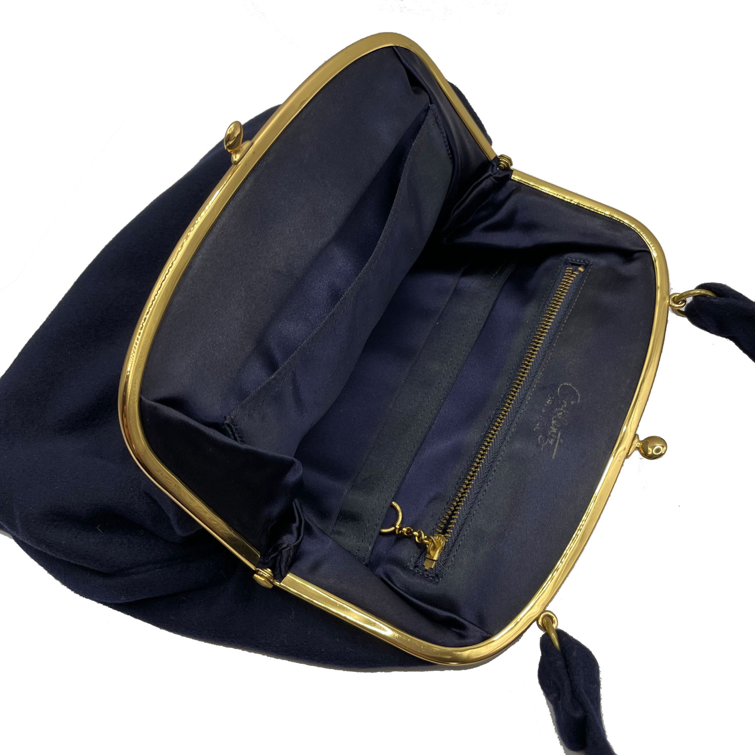 1950s navy blue wool mohair purse