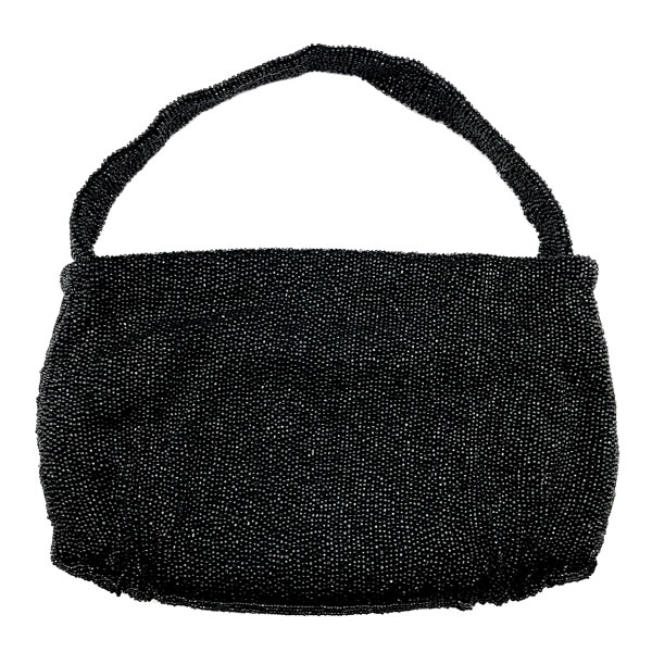 1940s black glass beaded purse
