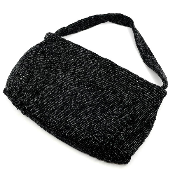 1940s black glass beaded purse