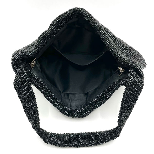 1940s black glass beaded purse
