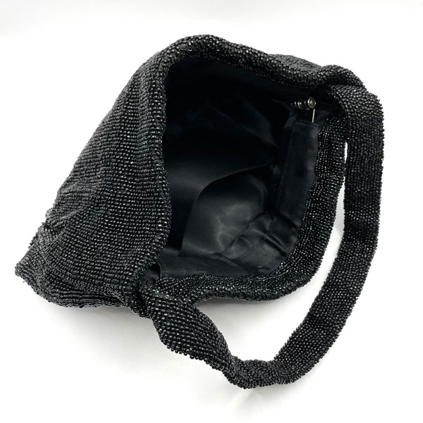 1940s black glass beaded purse