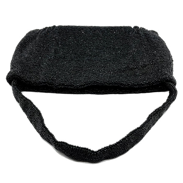 1940s black glass beaded purse