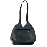 Navy blue leather shoulder bag